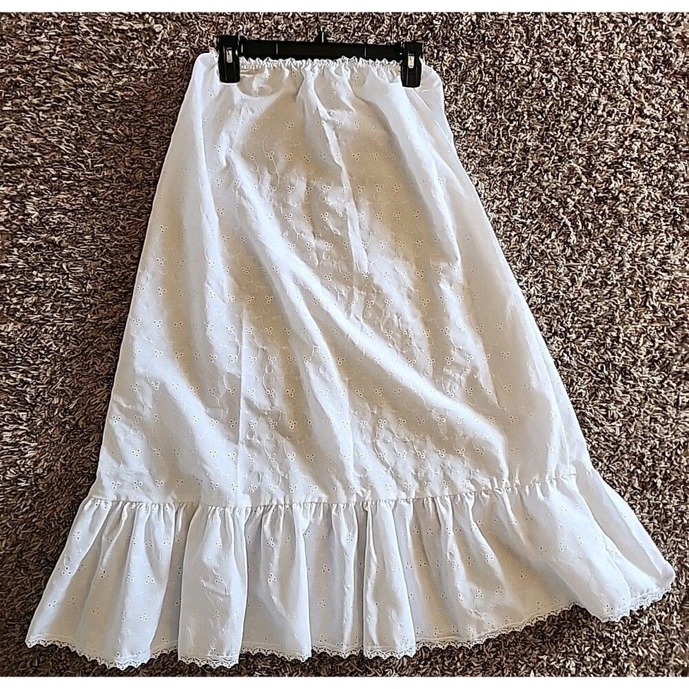 Vintage Pleated Embroidered White Slip Skirt Emil Bole Made In USA SZ M/L